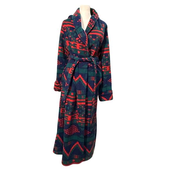 Cypress Fleece Robe Women S Thick Cozy Aztec Southwest Long Plush Vintage 90s - Picture 1 of 8